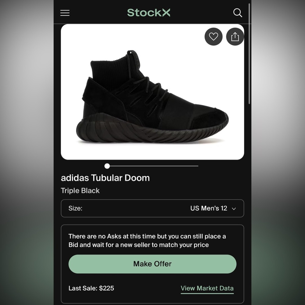 Adidas Tubular Doom "Triple Black" Size 12 - Picture 8 of 8